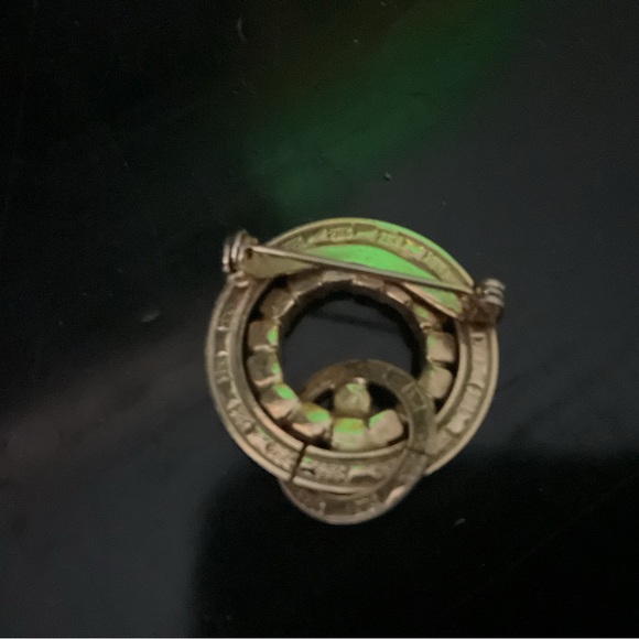 Vintage Gold Spiral Brooch with Pink Accents - Picture 6 of 6